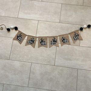 Burlap Easter Banner with Black and White Bunnies